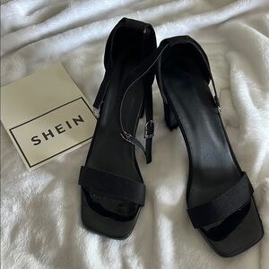 SHEIN Black Heels with Ankle Strap for Formal Occasions